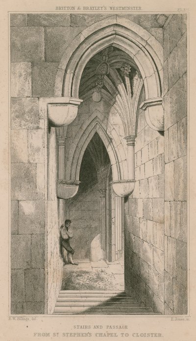 Escaliers et passage de la chapelle St Stephen au cloître - R. W. Billings